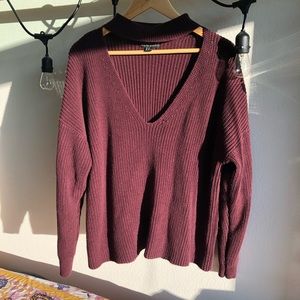 Chunky Knit Sweater with Choker Collar